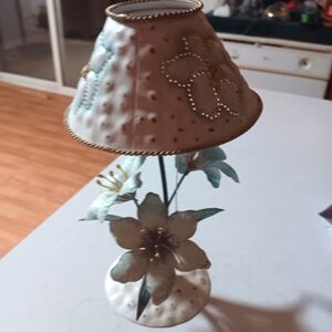 Home Interiors Floral Metal Candle Holder Fairy Lights Shabby Vintage Fairy Core